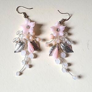 Pink flower earrings